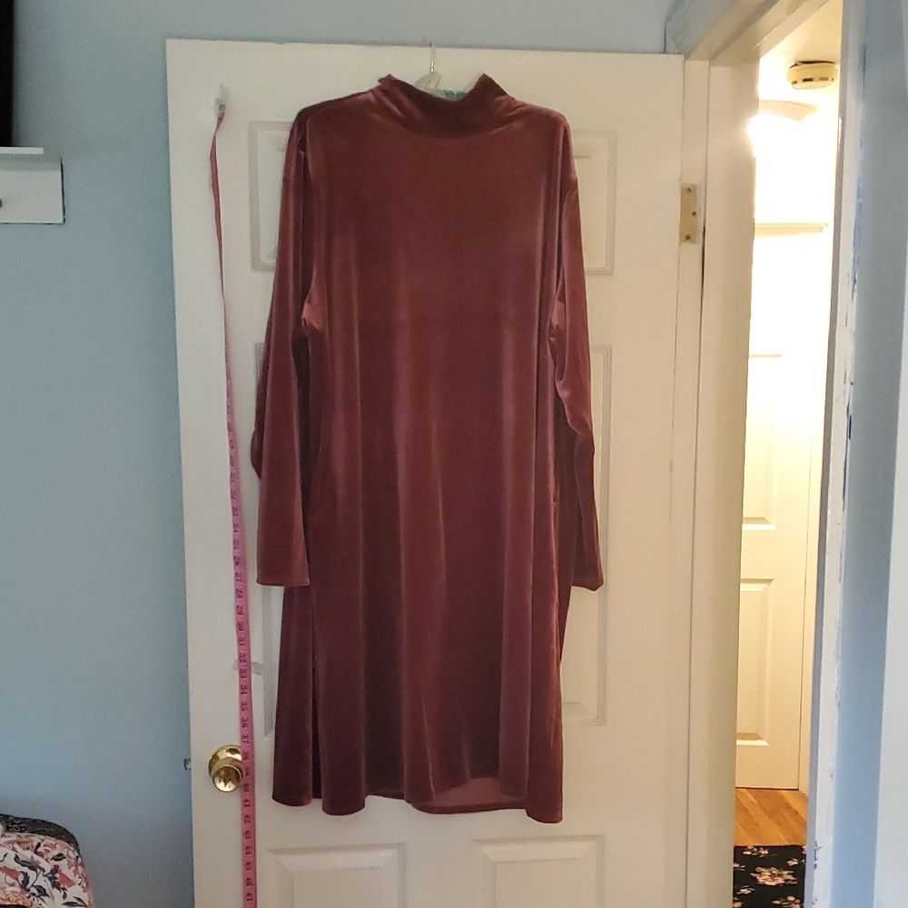 Mauve Mock Neck Long Sleeve Sweater Dress